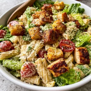 Creamy Pasta Garlic Parmesan Chicken Caesar Salad Fusion