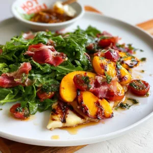 Hot Honey Roasted Peach & Prosciutto Greens