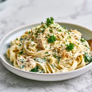 High Protein Chicken Alfredo with Cottage Cheese