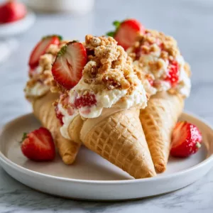 Strawberry Crunch Cheesecake Cones Recipe