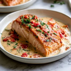 Creamy Roasted Red Pepper Salmon Recipe