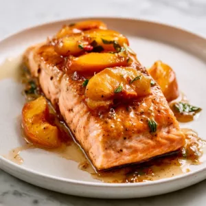 Bourbon Peach Roasted Salmon Recipe