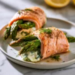 Asparagus & Lemon Basil Ricotta Stuffed Salmon Rolls
